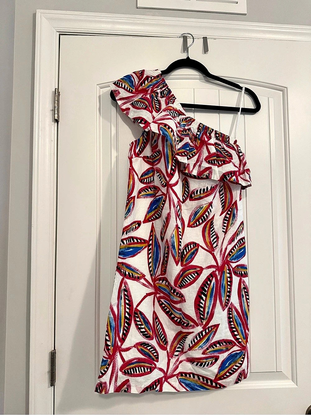 J.Crew One-shoulder dress in floral print Floral Mini Dress White & Red XXS